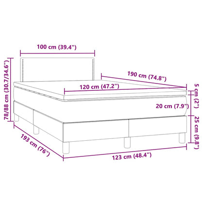 Box Spring Postel S Matrací A Led Růžová 120 X 190 Cm Samet