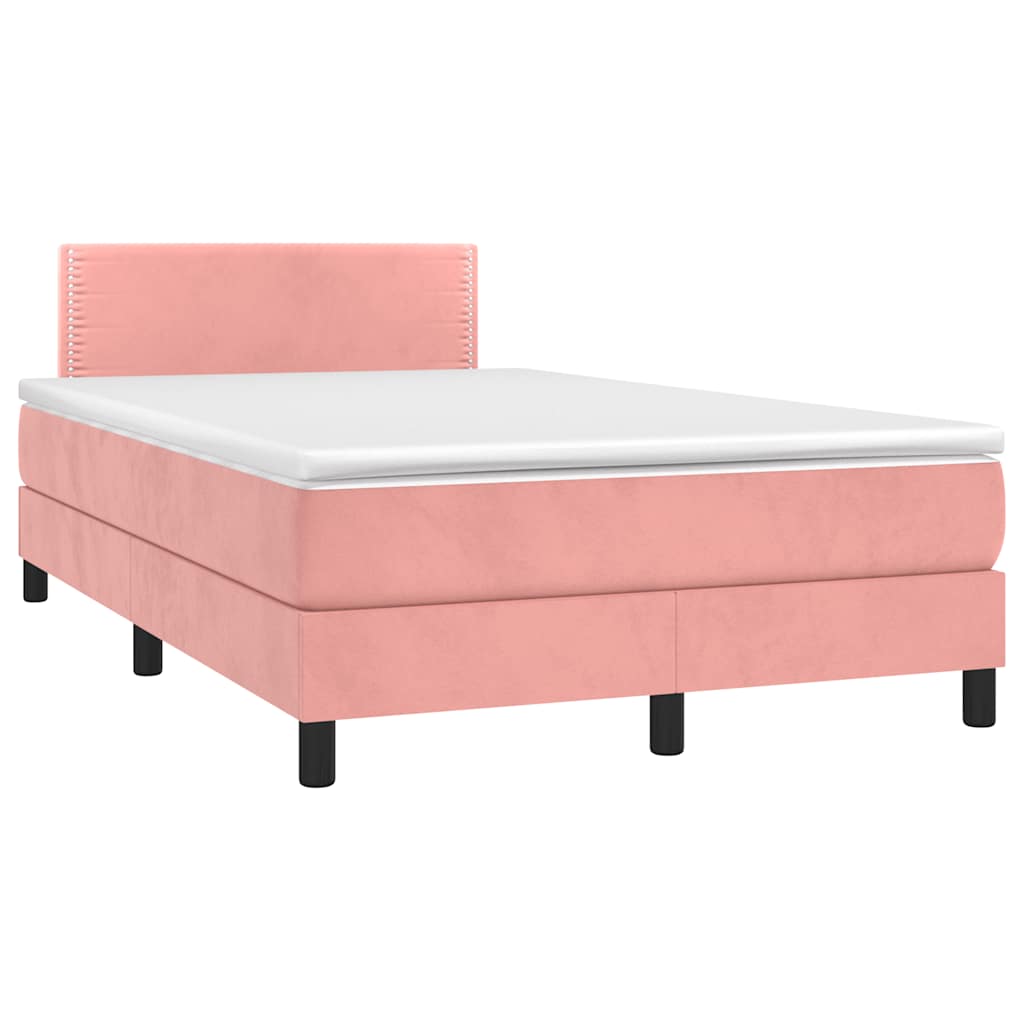 Box Spring Postel S Matrací A Led Růžová 120 X 190 Cm Samet