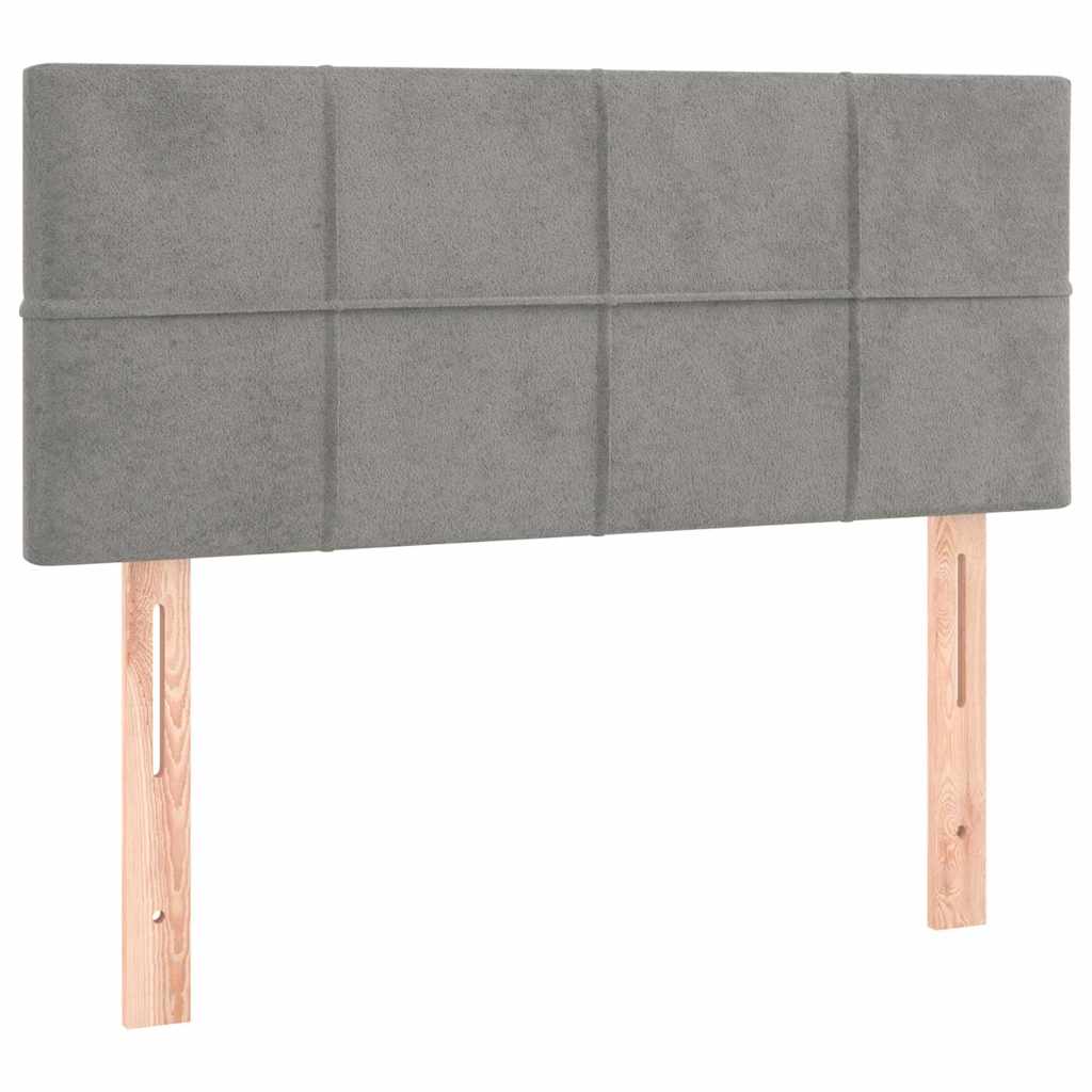 Box Spring Postel S Matrací A Led Světle Šedá 120X190 Cm Samet