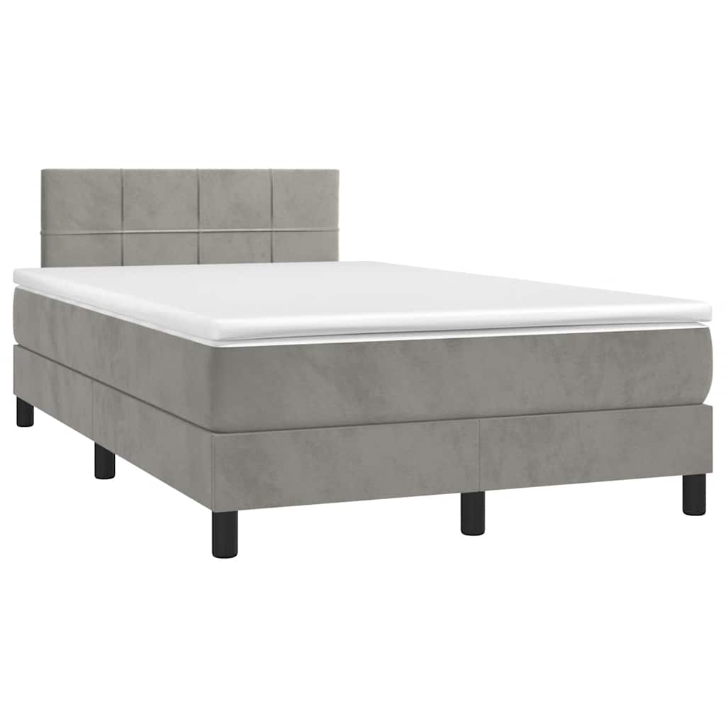 Box Spring Postel S Matrací A Led Světle Šedá 120X190 Cm Samet