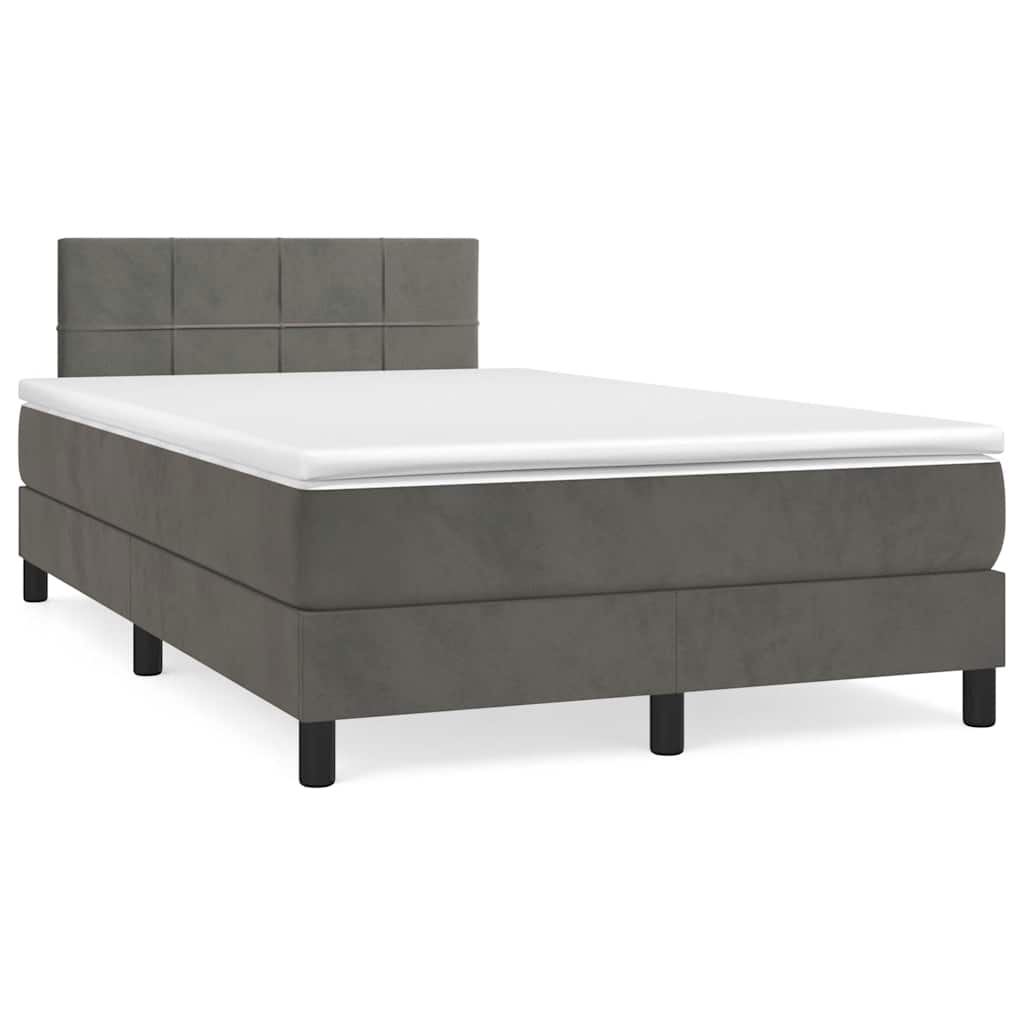 Box Spring Postel S Matrací A Led Samet Tmavě Šedá