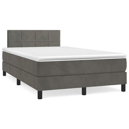 Box Spring Postel S Matrací A Led Samet Tmavě Šedá
