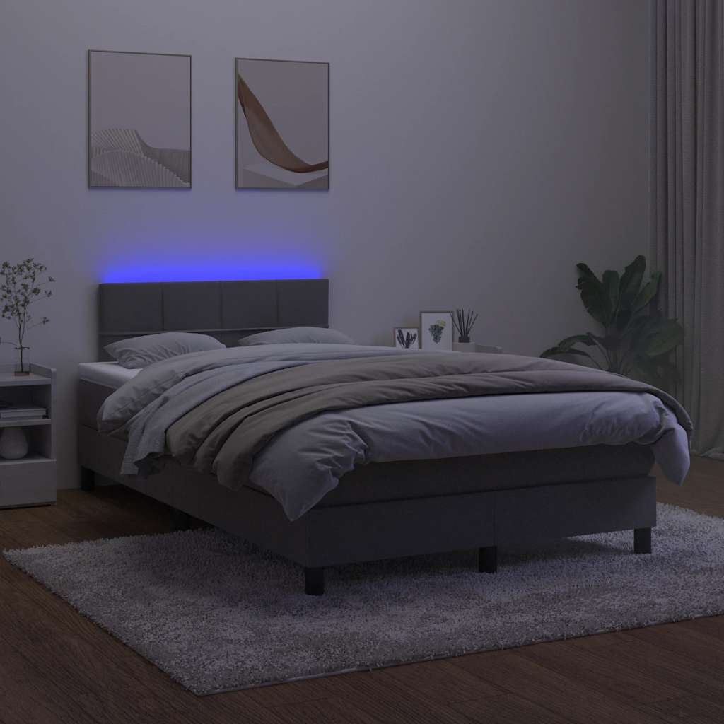 Box Spring Postel S Matrací A Led Samet Tmavě Šedá