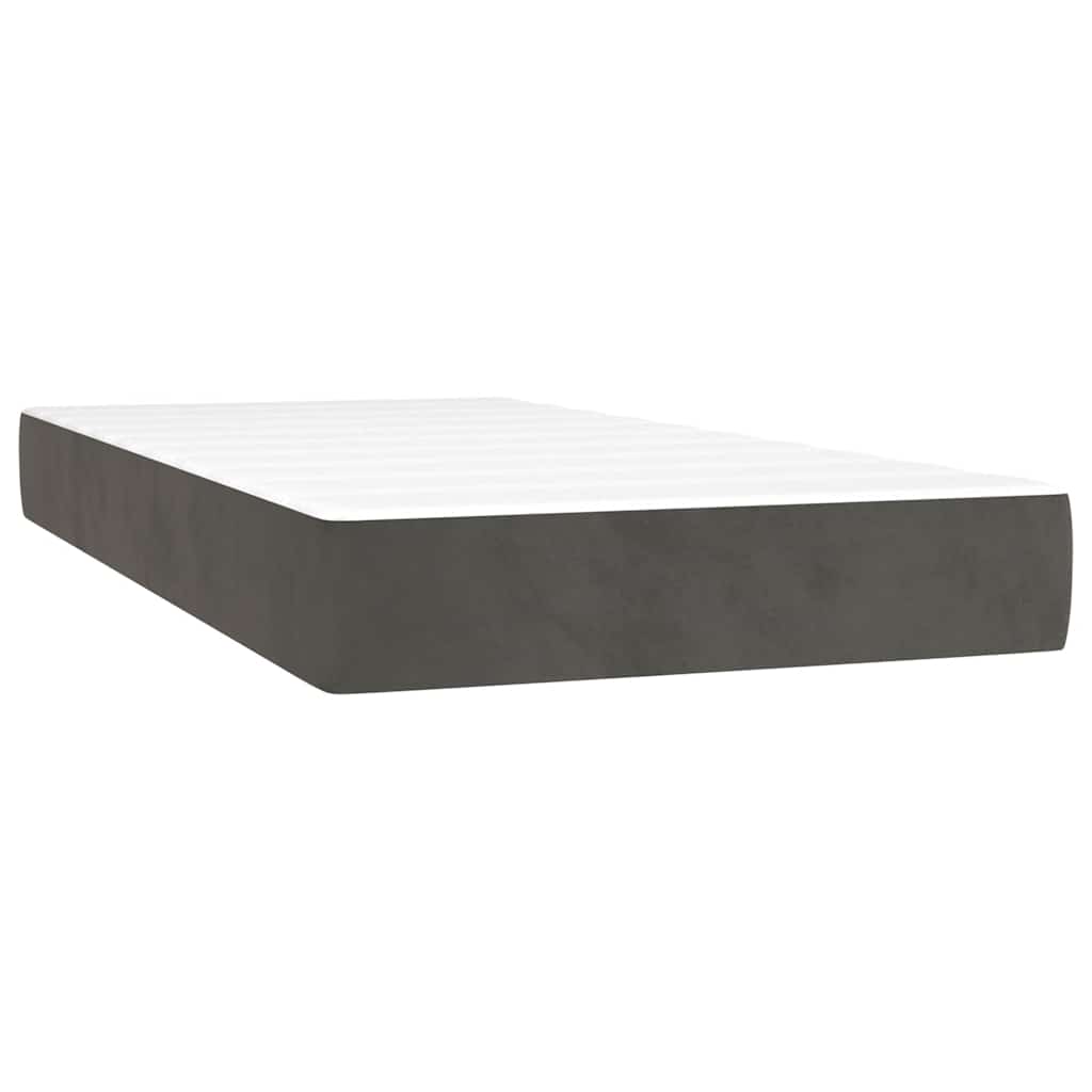 Box Spring Postel S Matrací A Led Samet Tmavě Šedá