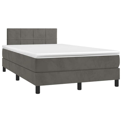 Box Spring Postel S Matrací A Led Samet Tmavě Šedá
