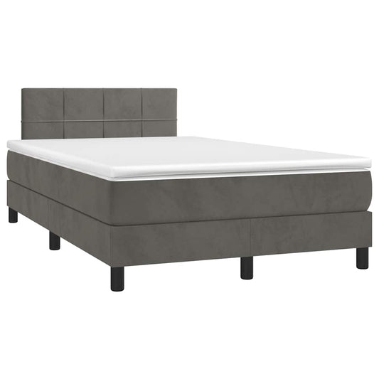 Box Spring Postel S Matrací A Led Samet Tmavě Šedá