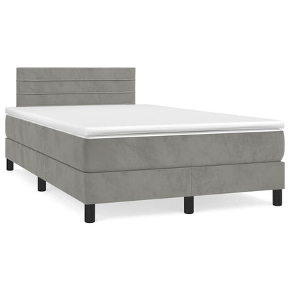 Box Spring Postel S Matrací A Led Světle Šedá 120X190 Cm Samet