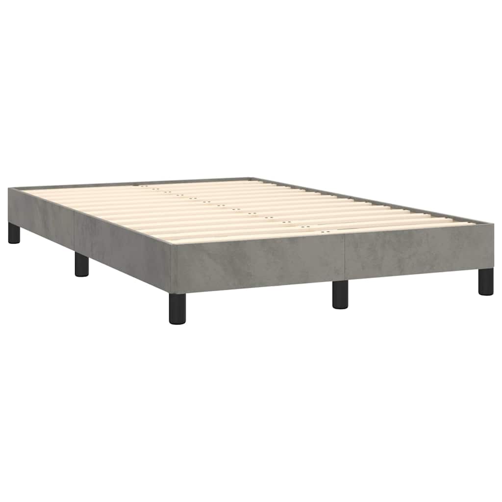 Box Spring Postel S Matrací A Led Světle Šedá 120X190 Cm Samet