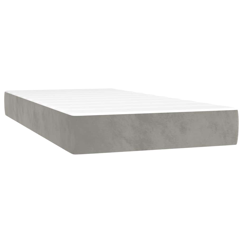Box Spring Postel S Matrací A Led Světle Šedá 120X190 Cm Samet