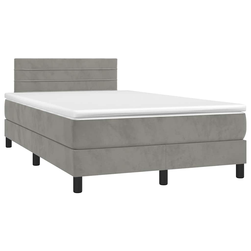 Box Spring Postel S Matrací A Led Světle Šedá 120X190 Cm Samet