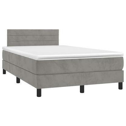 Box Spring Postel S Matrací A Led Světle Šedá 120X190 Cm Samet