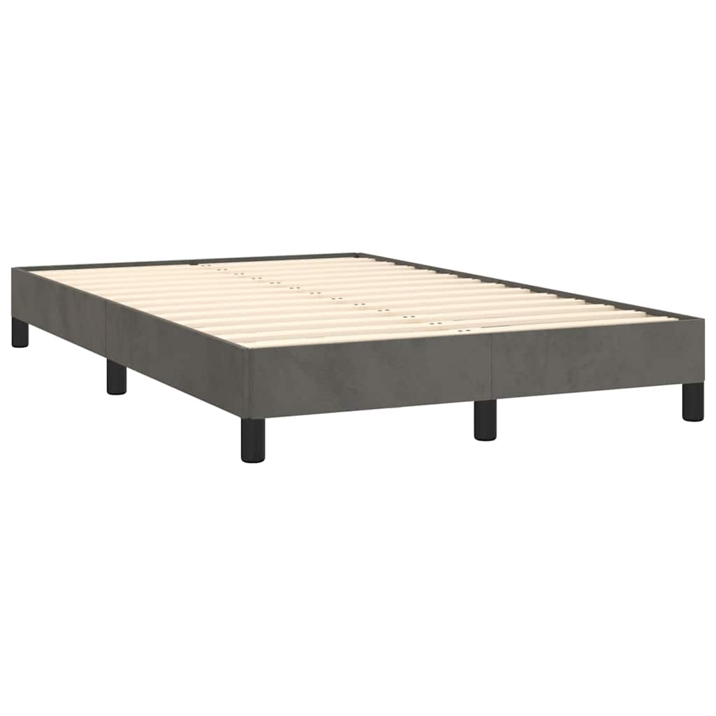 Box Spring Postel S Matrací A Led Samet Tmavě Šedá