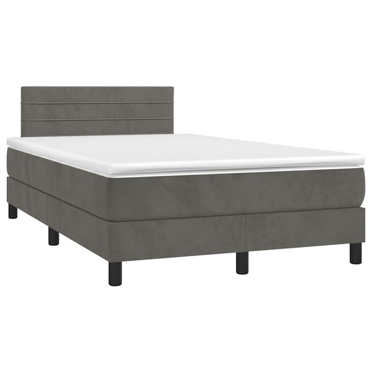 Box Spring Postel S Matrací A Led Samet Tmavě Šedá