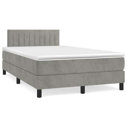 Box Spring Postel S Matrací A Led Světle Šedá 120X190 Cm Samet