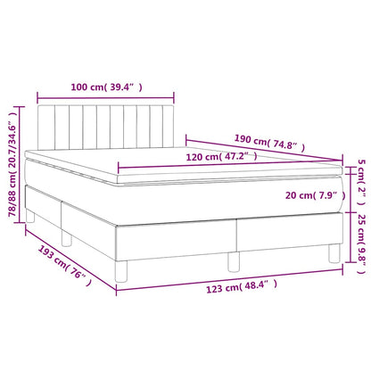 Box Spring Postel S Matrací A Led Světle Šedá 120X190 Cm Samet