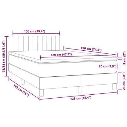 Box Spring Postel S Matrací A Led Tmavě Šedá 120 X 190 Cm Samet