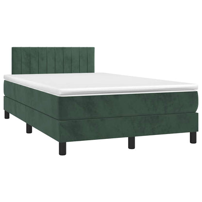 Box Spring Postel S Matrací A Led Tmavě Zelená 120X190 Cm Samet