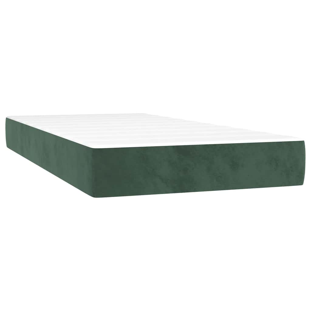 Box Spring Postel S Matrací A Led Tmavě Zelená 120X190 Cm Samet