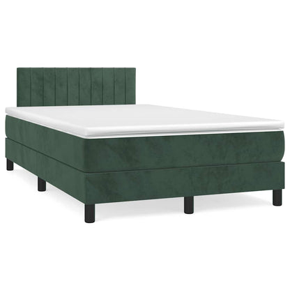Box Spring Postel S Matrací A Led Tmavě Zelená 120X190 Cm Samet