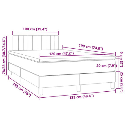 Box Spring Postel S Matrací A Led Růžová 120 X 190 Cm Samet