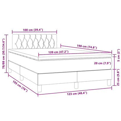 Box Spring Postel S Matrací A Led Světle Šedá 120X190 Cm Samet