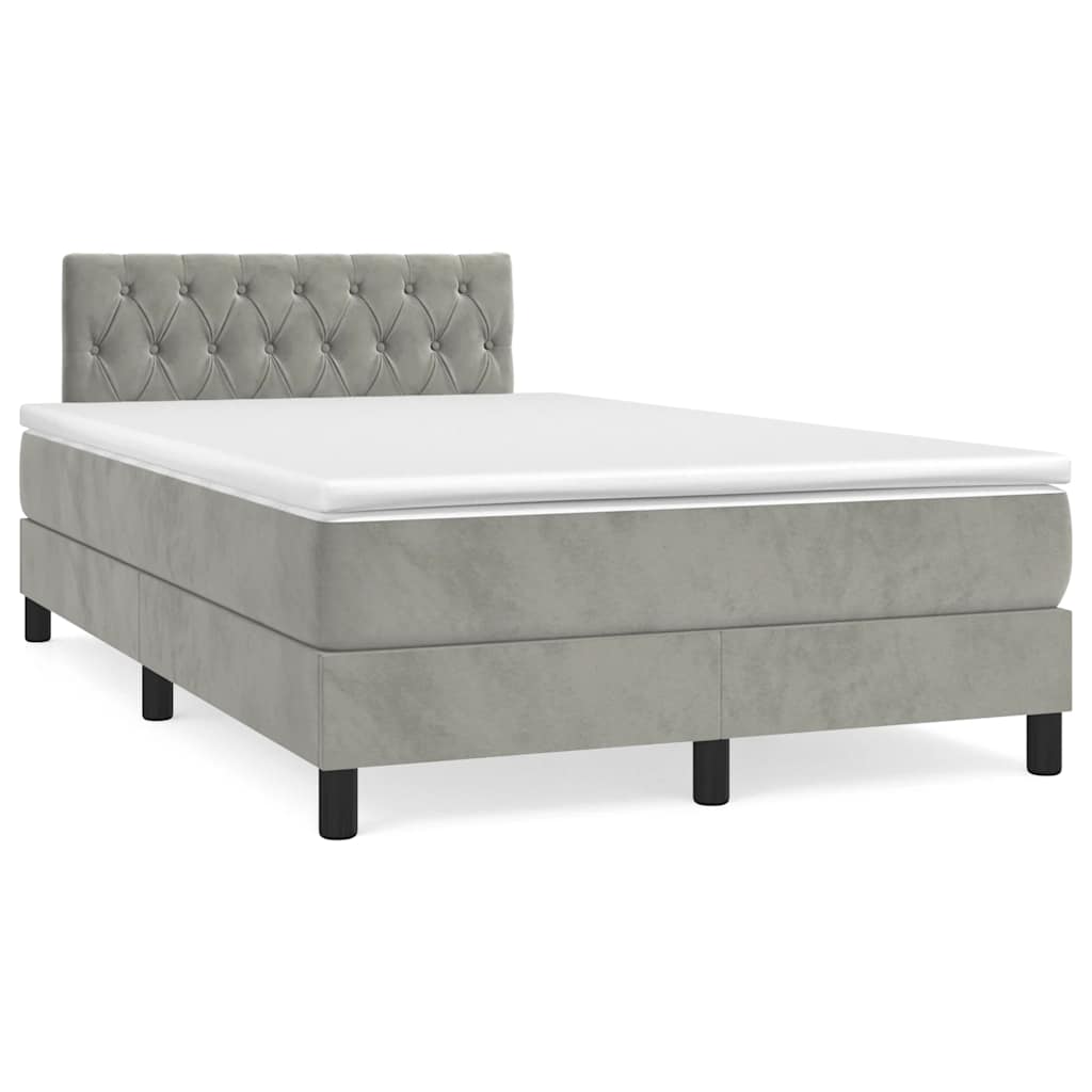 Box Spring Postel S Matrací A Led Světle Šedá 120X190 Cm Samet