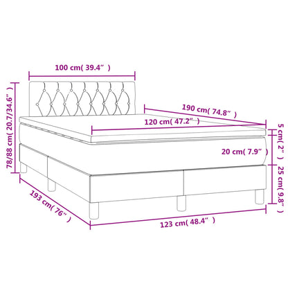 Box Spring Postel S Matrací A Led Růžová 120 X 190 Cm Samet