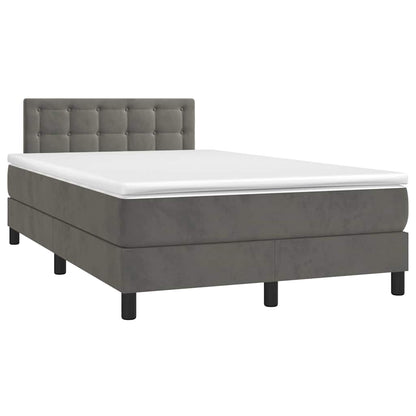 Box Spring Postel S Matrací A Led Samet Tmavě Šedá