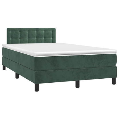 Box Spring Postel S Matrací A Led Tmavě Zelená 120X190 Cm Samet