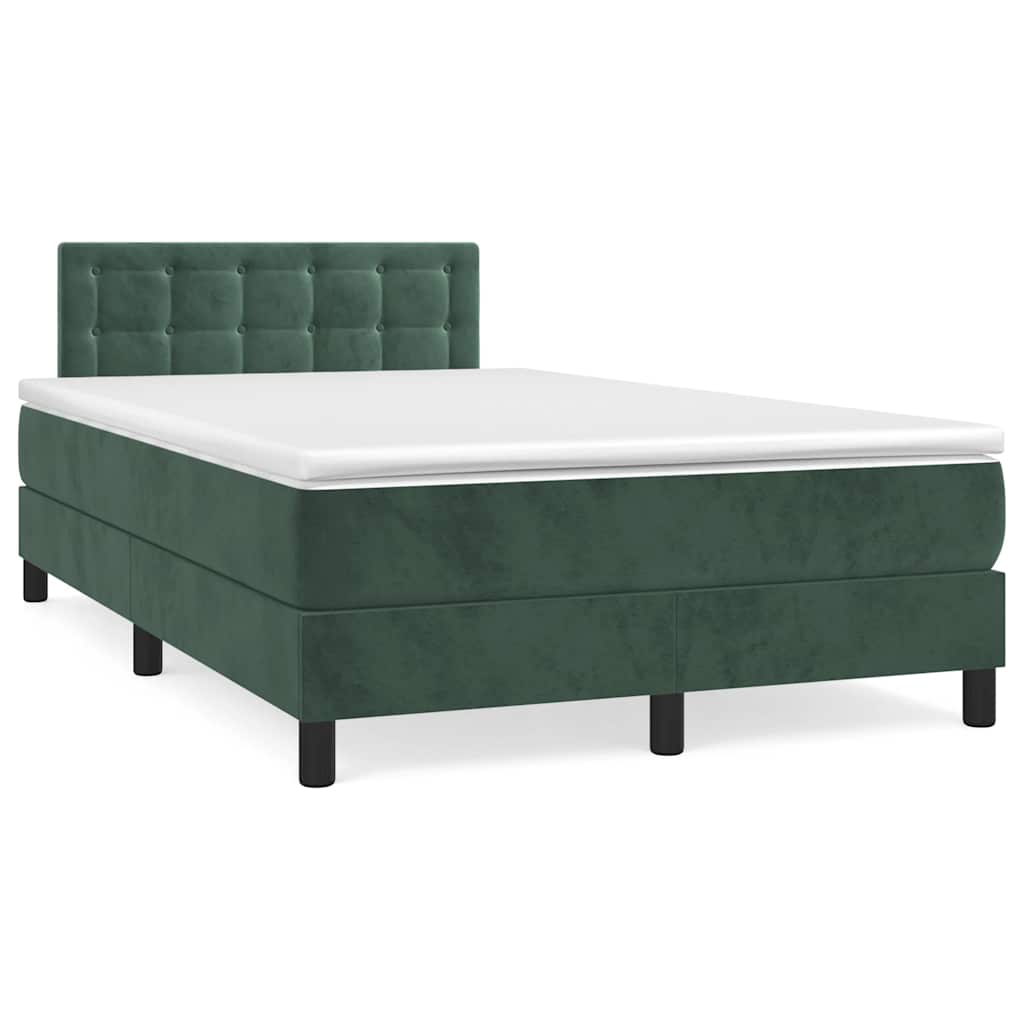 Box Spring Postel S Matrací A Led Tmavě Zelená 120X190 Cm Samet
