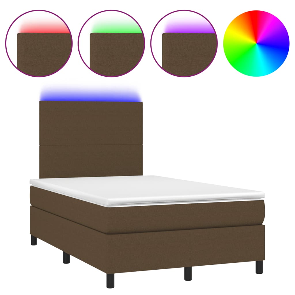 Box Spring Postel S Matrací A Led Textil Tmavě Hnědá