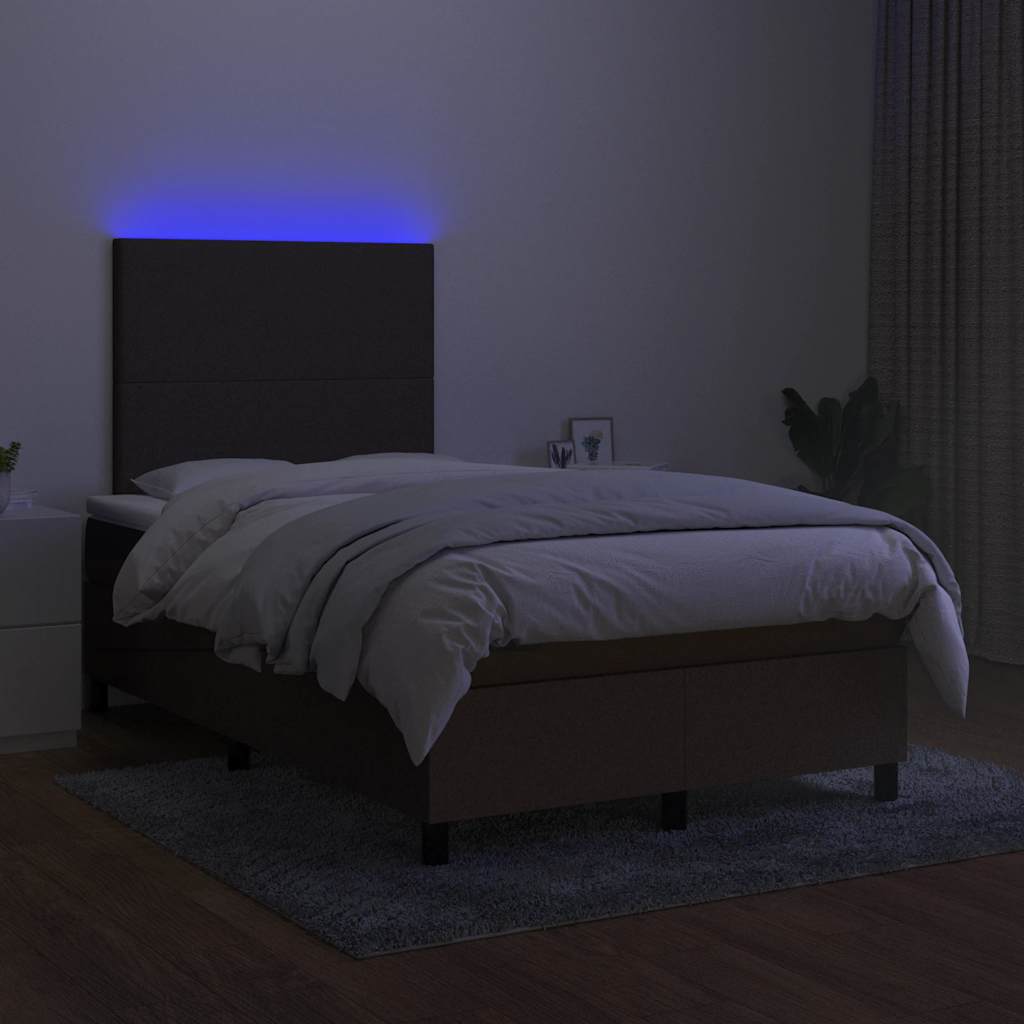 Box Spring Postel S Matrací A Led Textil Tmavě Hnědá