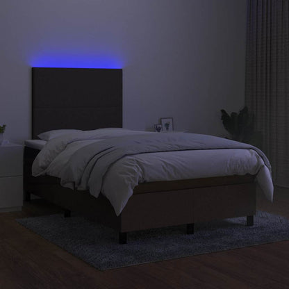Box Spring Postel S Matrací A Led Textil Tmavě Hnědá