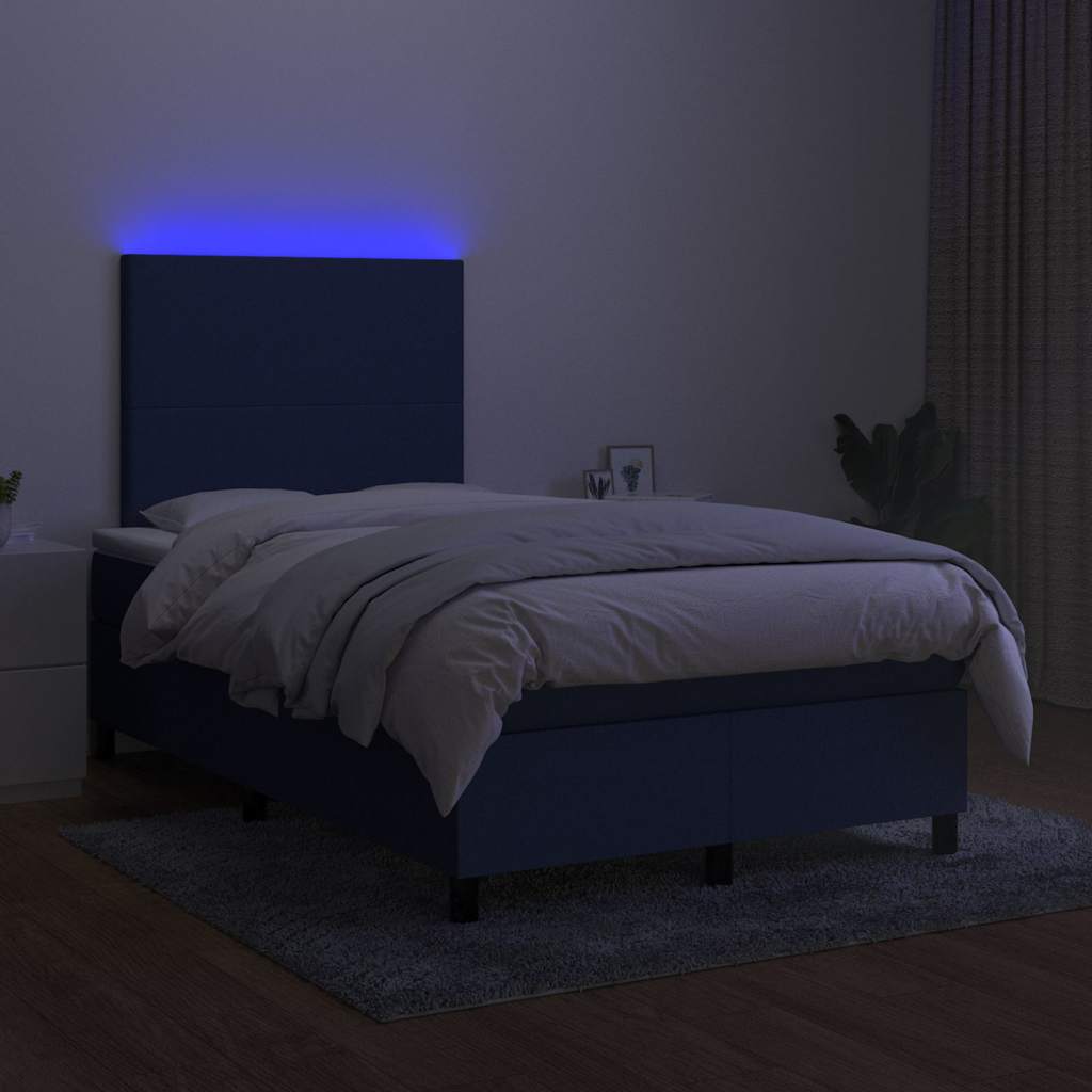 Box Spring Postel S Matrací A Led Textil Modrá