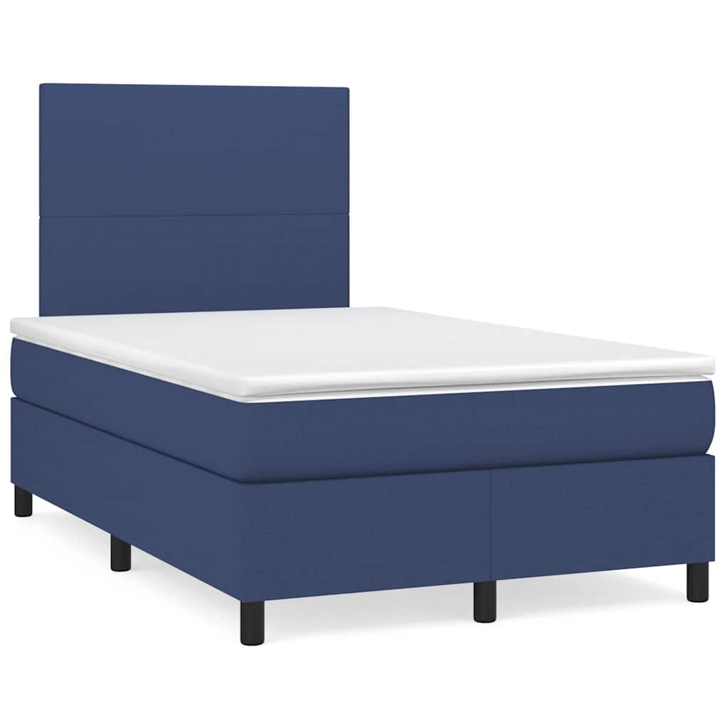 Box Spring Postel S Matrací A Led Textil Modrá