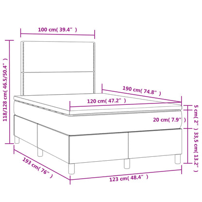 Box Spring Postel S Matrací A Led Tmavě Hnědá 120X190 Cm Textil
