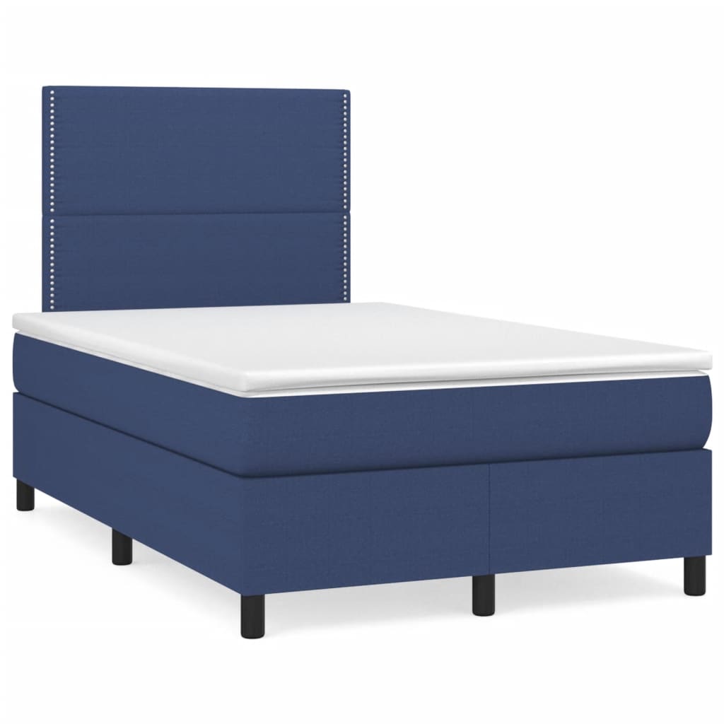 Box Spring Postel S Matrací A Led Textil Modrá