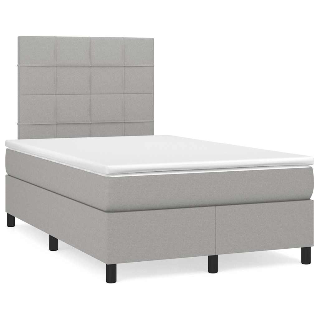 Box Spring Postel S Matrací A Led Textil Světle Šedá