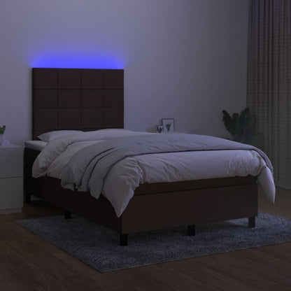Box Spring Postel S Matrací A Led Tmavě Hnědá 120X190 Cm Textil