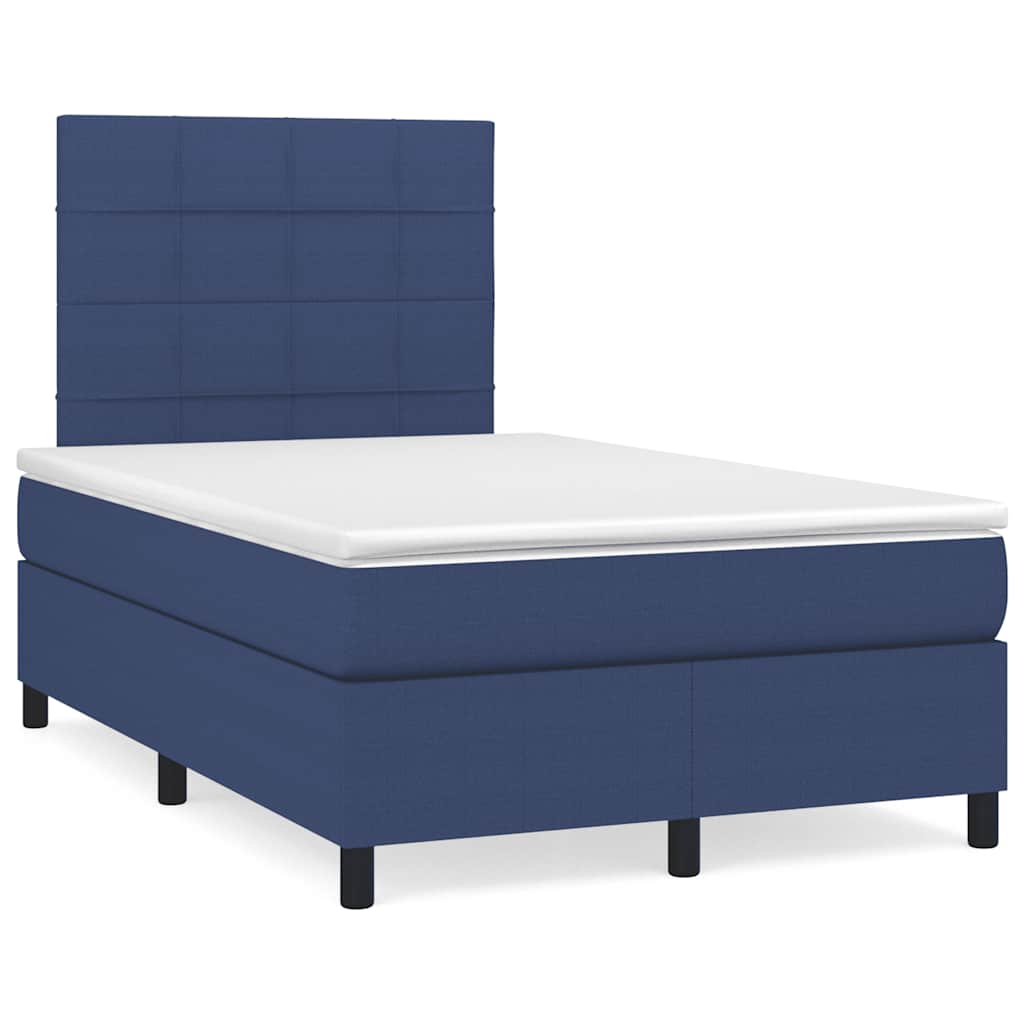 Box Spring Postel S Matrací A Led Textil Modrá