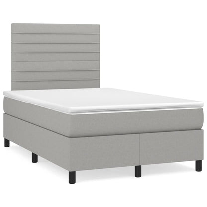 Box Spring Postel S Matrací A Led Textil Světle Šedá