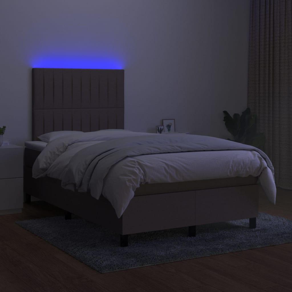 Box Spring Postel S Matrací A Led Textil Taupe