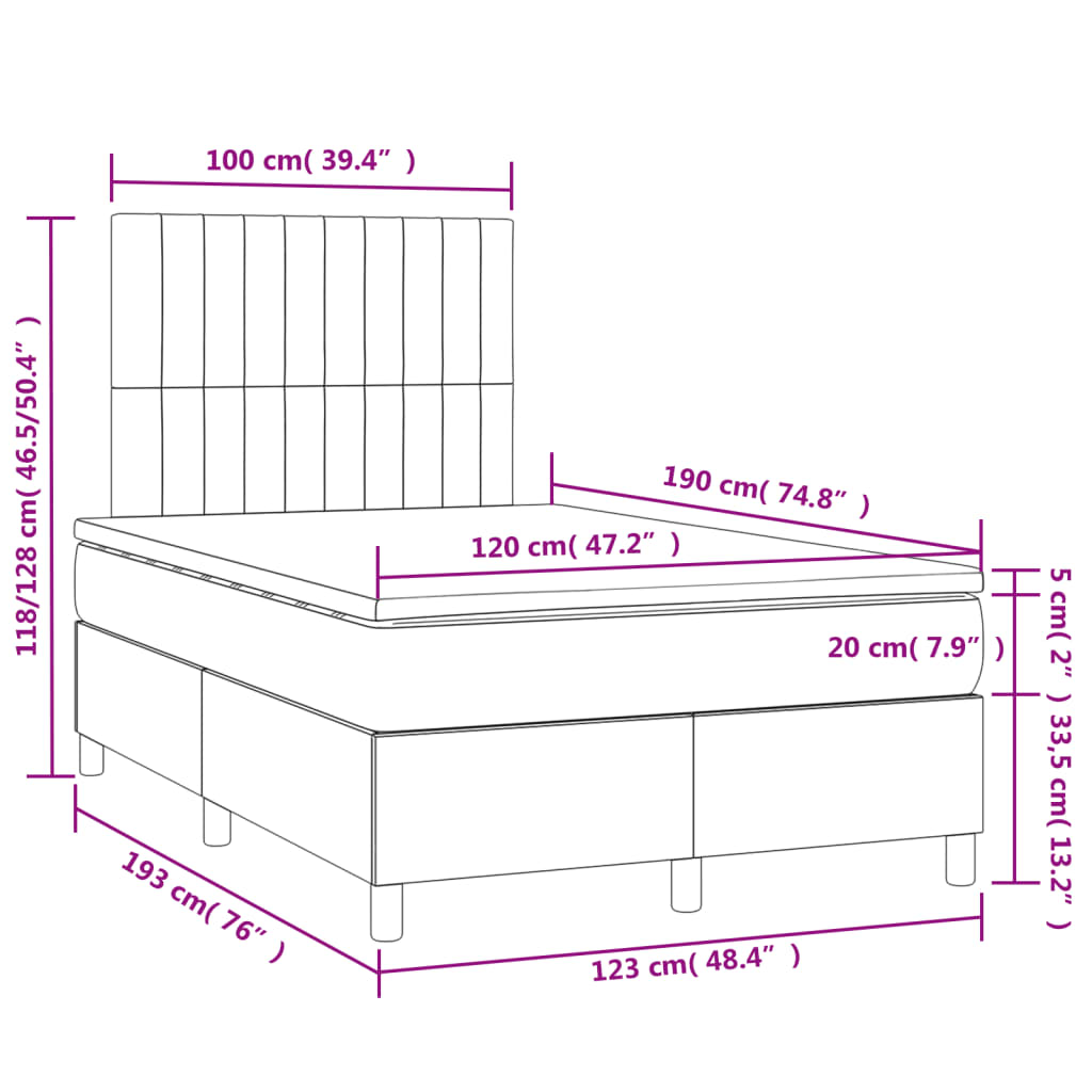 Box Spring Postel S Matrací A Led Textil Taupe