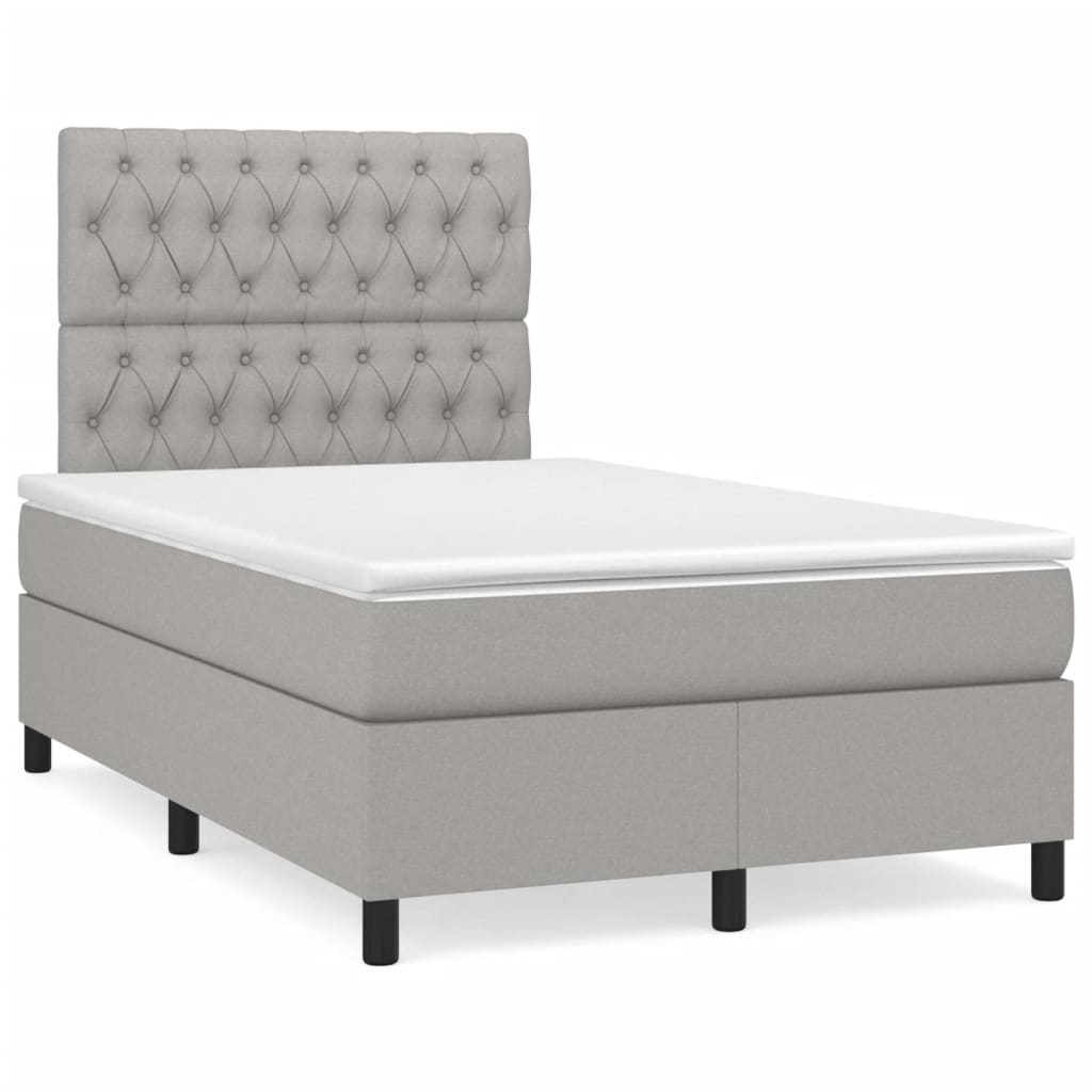 Box Spring Postel S Matrací A Led Textil Světle Šedá
