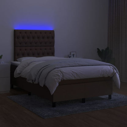 Box Spring Postel S Matrací A Led Tmavě Hnědá 120X190 Cm Textil