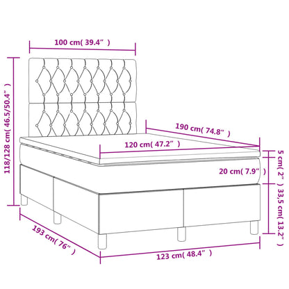 Box Spring Postel S Matrací A Led Tmavě Hnědá 120X190 Cm Textil