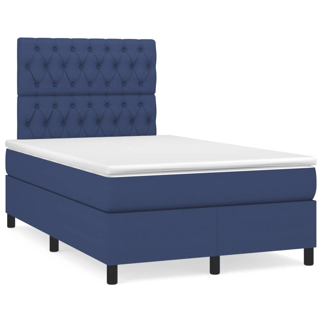 Box Spring Postel S Matrací A Led Textil Modrá