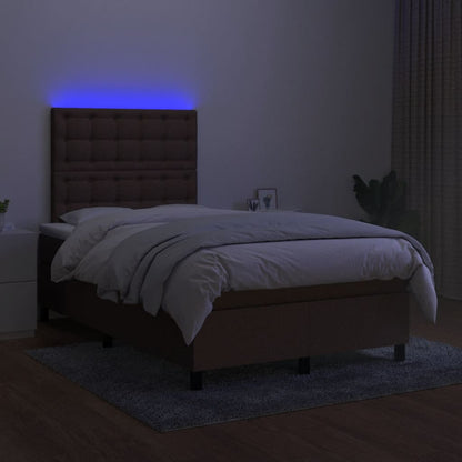 Box Spring Postel S Matrací A Led Tmavě Hnědá 120X190 Cm Textil