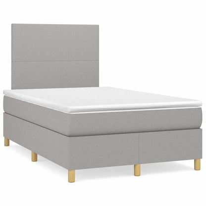 Box Spring Postel S Matrací A Led Textil Světle Šedá