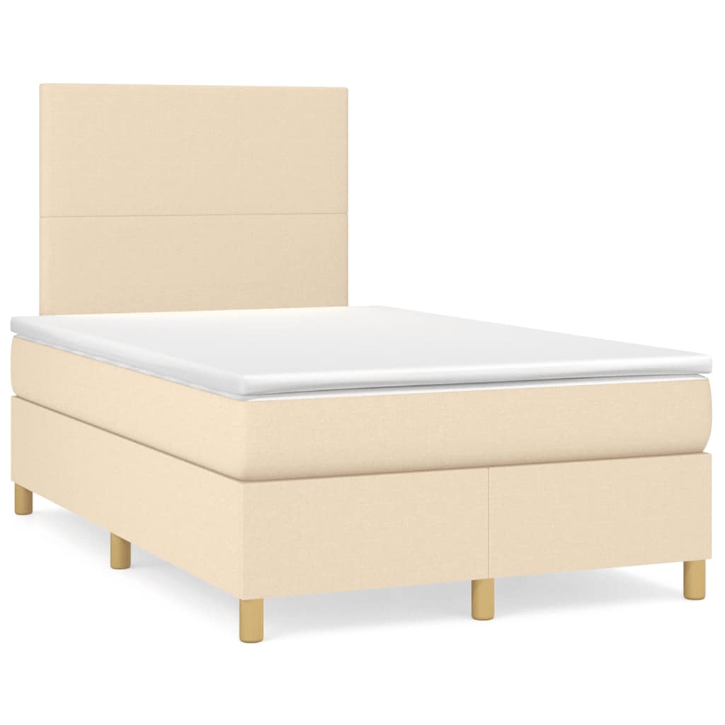 Box Spring Postel S Matrací A Led Textil Krémová